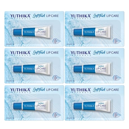 Yuthika Soft Touch Lip Care, Intense Moisture Lip Balm, Lips Moisturizing Balm 10 Gram Pack of 6 (Blister Pack)