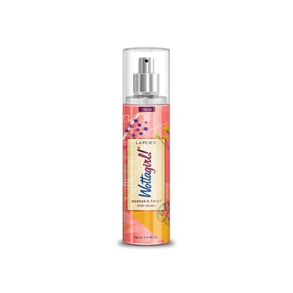 LAYER'R Wottagirl! Mandarin Twist Body Mist 150ml | Long-Lasting Fruity Fragrance for Women | Refreshing Orange & Raspberry Notes | Skin-Friendly, No Stains & IFRA Certified
