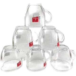 BLINKMAX Transparent Square Shape Tea Cup Coffee Cup Set Made of Crystal Clear Glass 155 ml Pack of 6