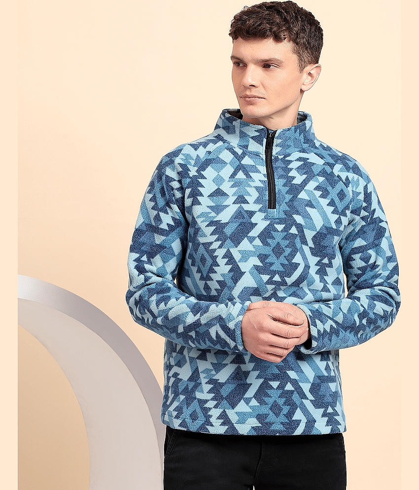 Glito Fleece Turtle Neck Men's Sweatshirt - Blue ( Pack of 1 )