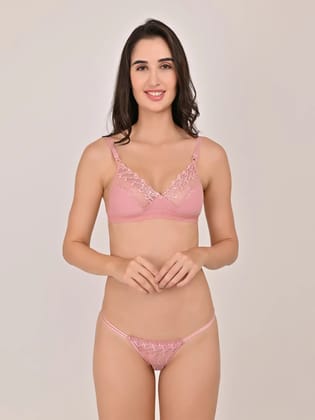 SLINGKINI Pack of 1 Net/Mesh Bra & Panty Set For Women ( Pink )