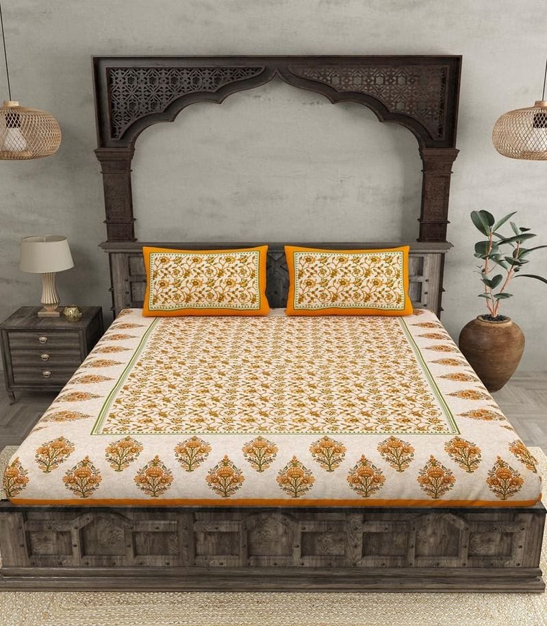 Pure Cotton 180 TC Ethnic Keri Design Bedsheet