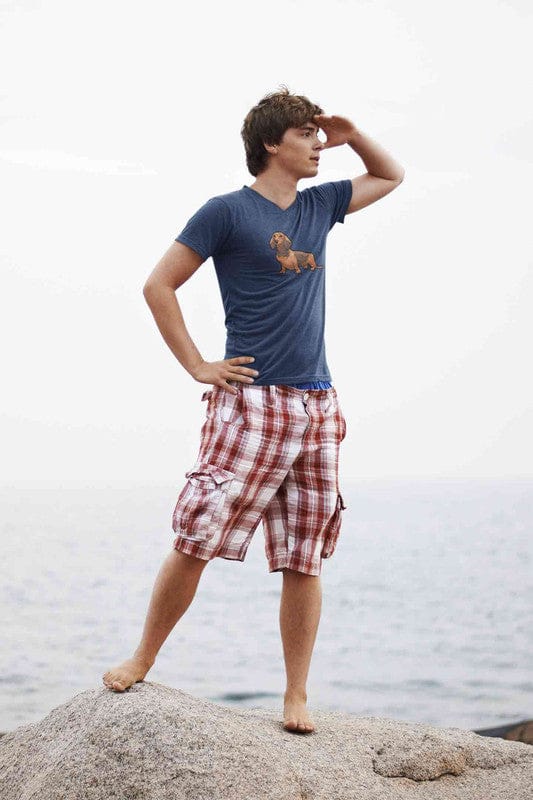 V Neck T-Shirt (Men) - Dash Dash Dachshund (5 Colours)