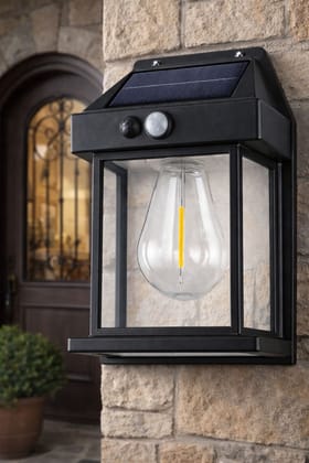 SPARKWORLD SunGard Solar Wall Lantern with Motion Sensor Vintage LED Sconce for Outdoor Pathways & Gardens | Size: 1800 mAh | Colour: Yellow SPARKWORLD SunGard Solar Wall Lantern with Motion Sensor Vintage LED Sconce for Outdoor Pathways & Gardens | Size: 1800 mAh | Colour: Yellow