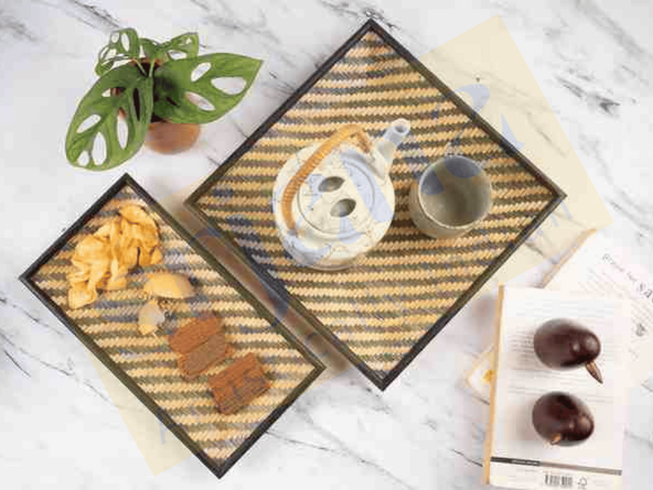 Srjana Handcrafted Bamboo Weaved Tray Set of 2