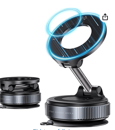 Lapster Magneto M2 Magnetic Phone Holder with Vacuum Suction 360 rotation | Universal Car Mount for Dashboard, Gym, Mirror & Shower | Hands-Free Mobile Stand Compatible with All Smartphones.