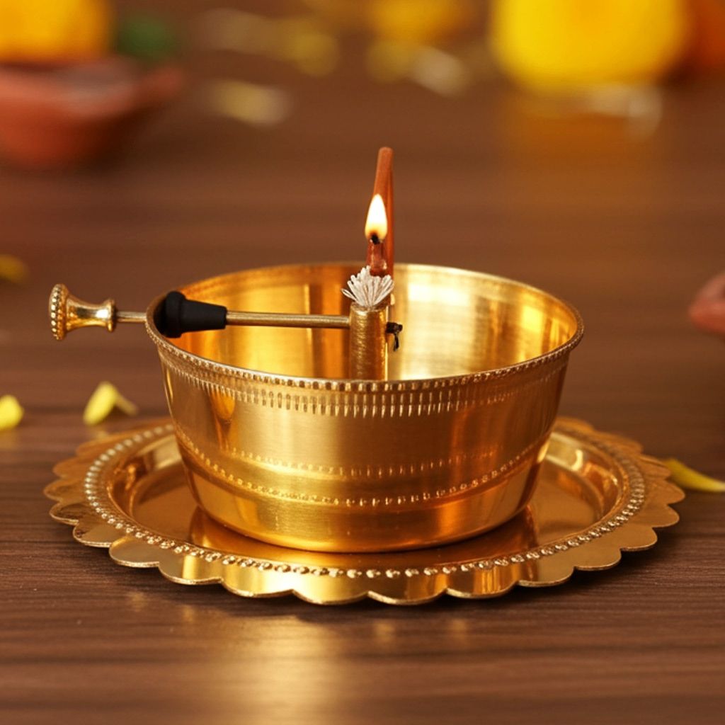 Brass & Glass Akhand Deepak (ZMAS620 E)