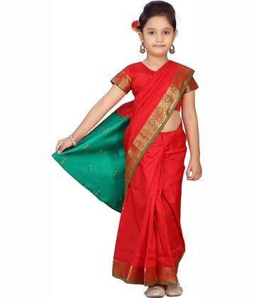 Aarika Silk Saree For Girls ( Red , Pack of 1 )
