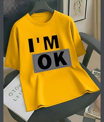 AUSK Men Cotton Blend Oversized Fit Printed T-Shirt ( Mustard )