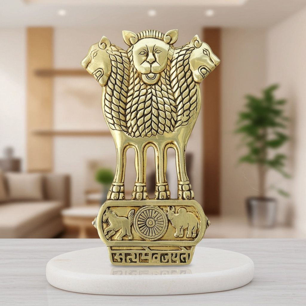 Brass Ashok Stambh Wall Hanging - National Emblem Decorative Showpiece, Height : 14 Inch (BSMAS1722 E)