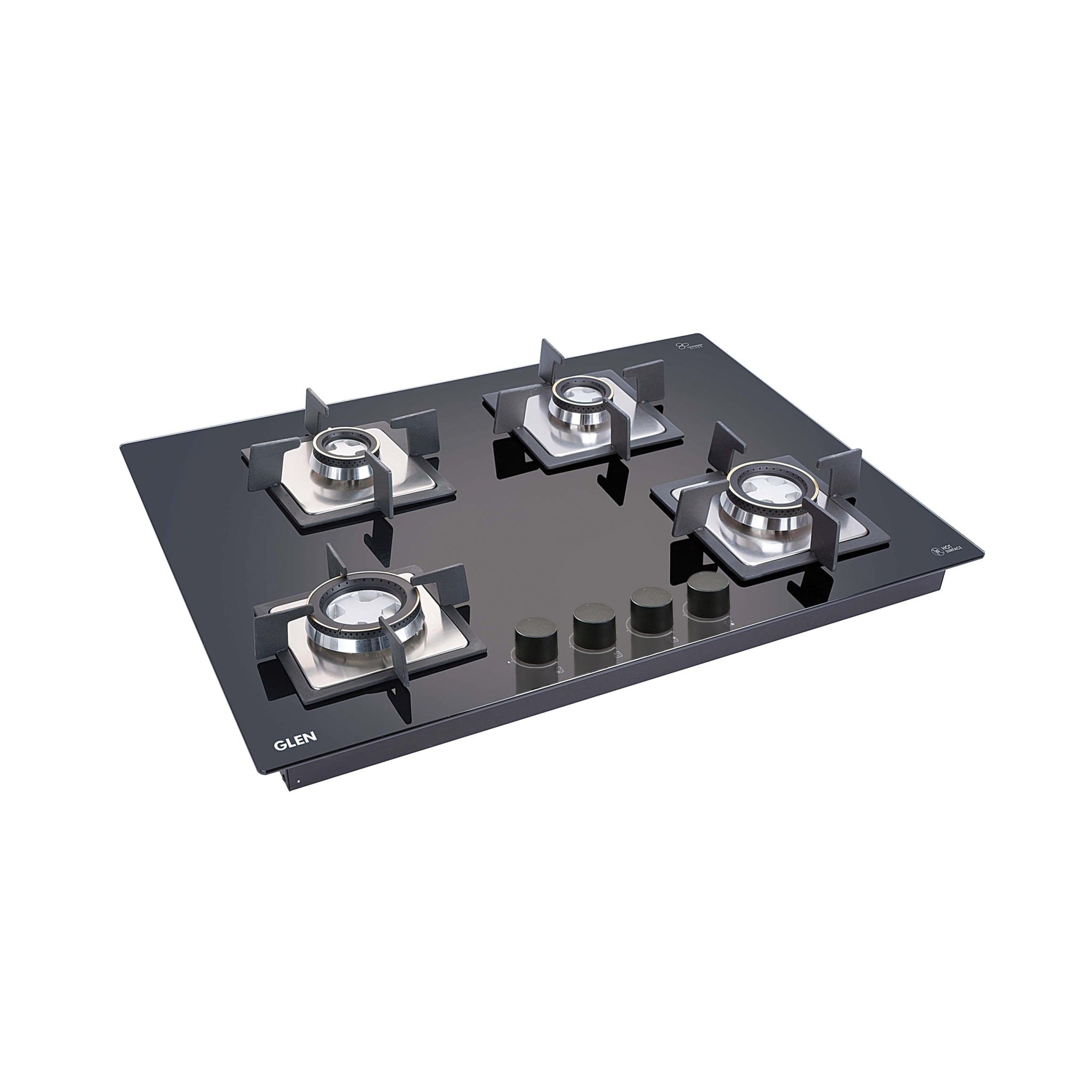 4 Burner Glass Hob Top with Double Ring Forged Brass Burner Auto Ignition (1074 SQ HT DB)