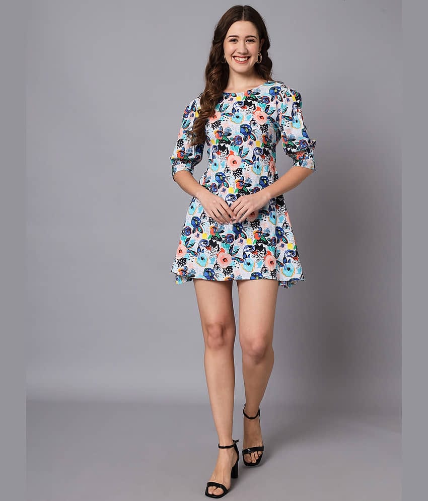 The Dry State Women Cotton Blend Printed A-line Dress ( Multi Color )