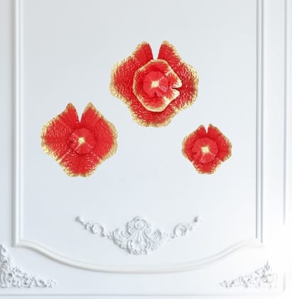 Cocovey Red Gold Floral Metal Wall Art Pack of 1