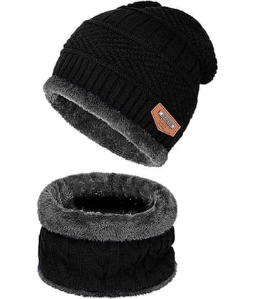 FSN - Black Woollen Men's Cap ( Pack of 1 )