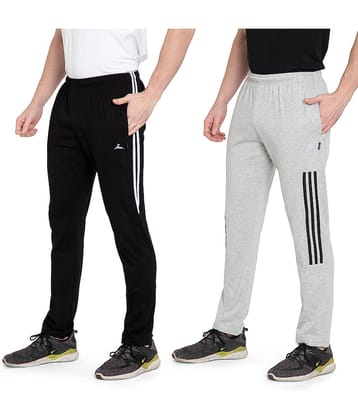 Zeffit Solid Men Black, Grey Track Pants (Pack Of 2 )
