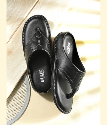 BUCIK SHOES Black Men's Leather Slipper