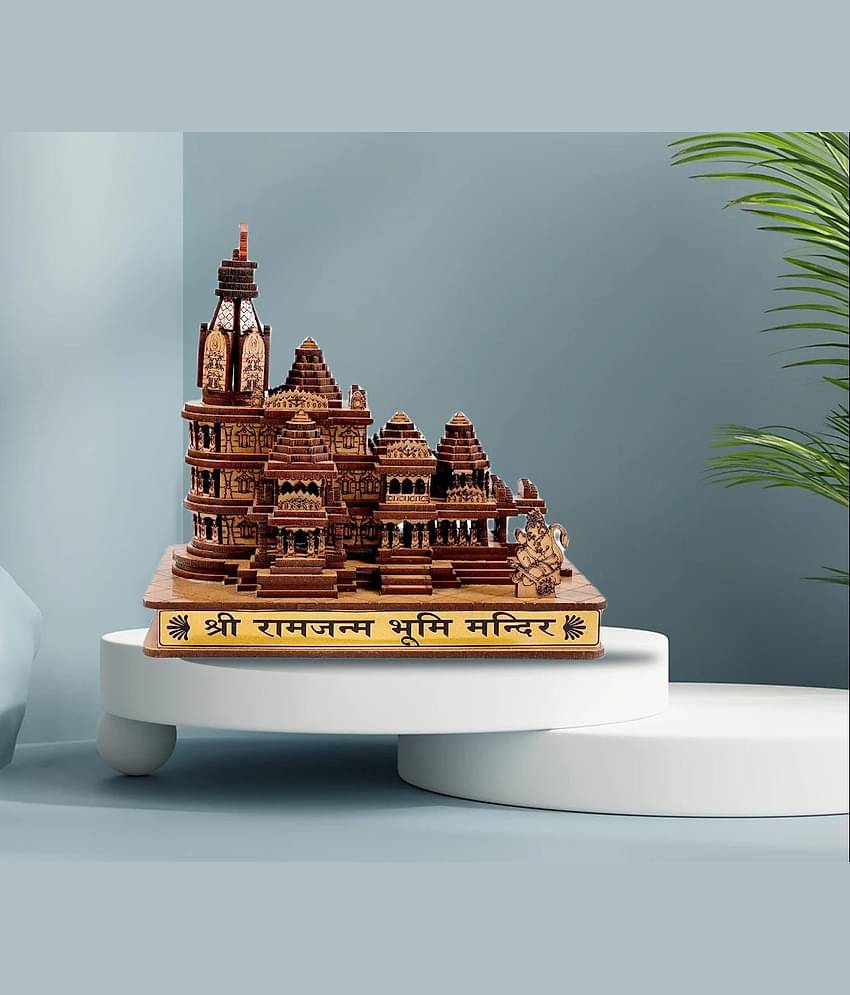 Fashion Bizz Fashion Bizz Ram Mandir Ayodha 3D Model Wood Temple - 10 cm