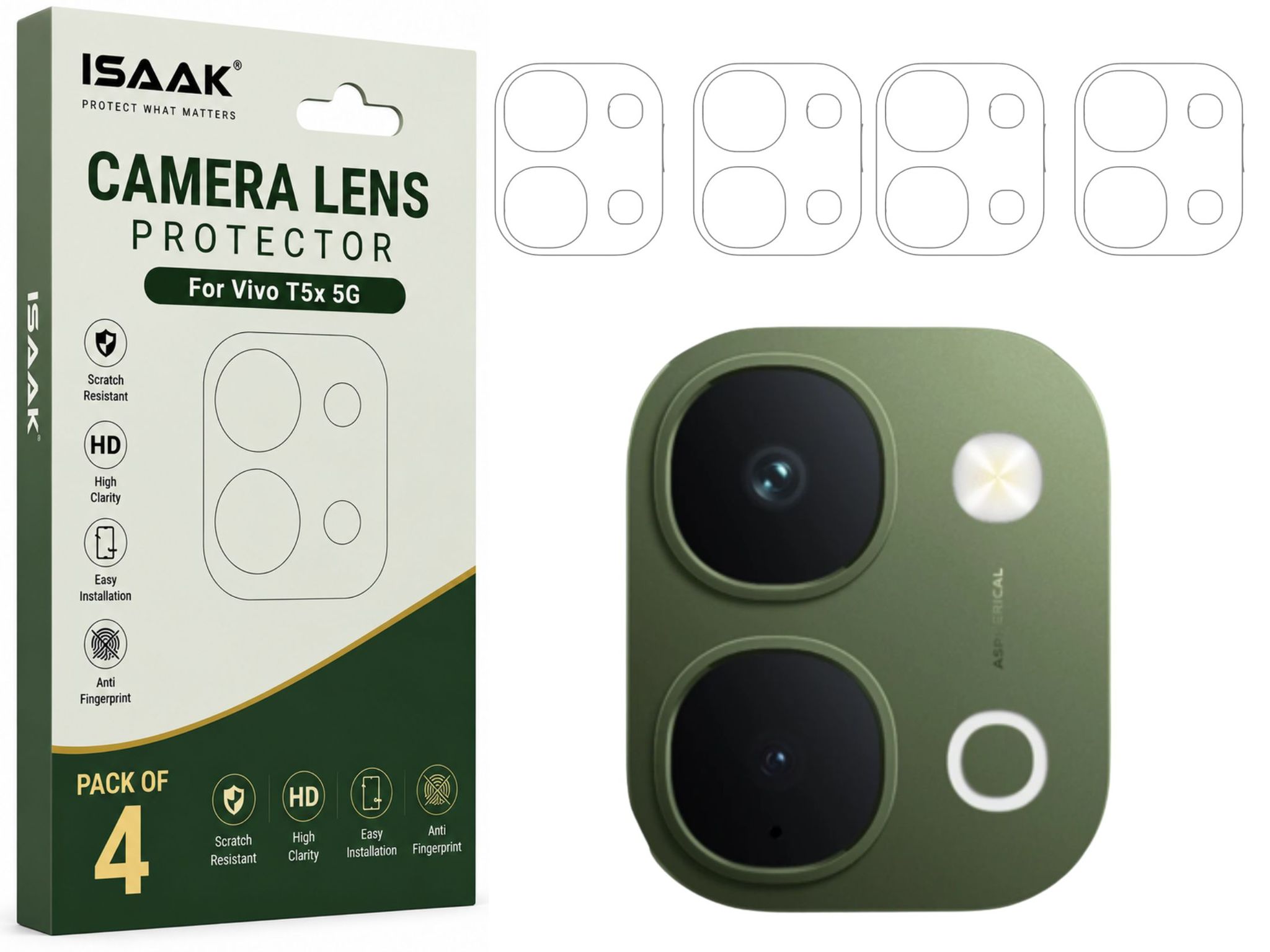 ISAAK Back Camera Lens Protector compatible for Vivo T5x 5G (Pack of 4)