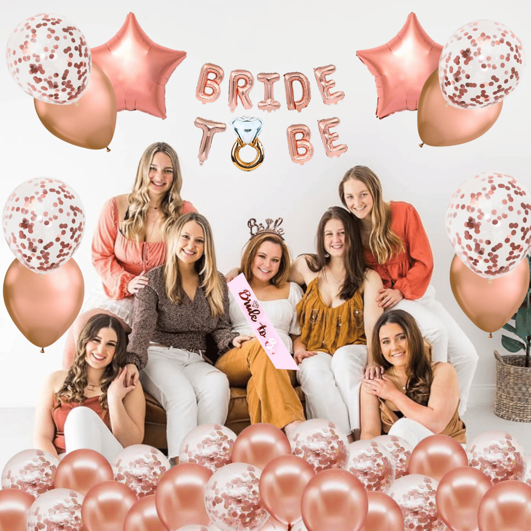 Bride To Be Rose Gold Bachellorette Decor Set - 38PC