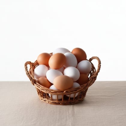 Farm Fresh Mixed Brown and White Eggs - 1 kg - One basket of assorted eggs