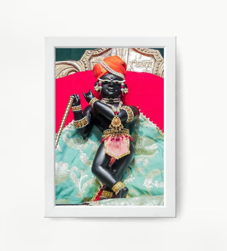NOKKES Radha Raman Ji Vrindavan Radha Raman Thakur Ji White Photo Frames Religious Photo frame 5X7 Inch Photo Frame_QWW105