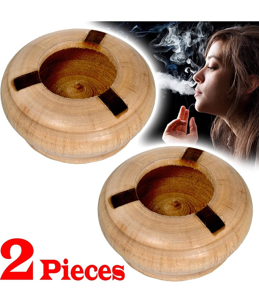 2 Pieces Wooden Handmade Cigarette Ashtray Ash Holder