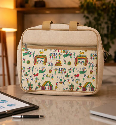 Handcrafted Jute Laptop Bag with Cushion