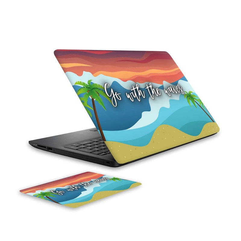 Go With The Waves Laptop Skin and Mouse Pad Combo
