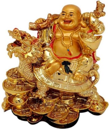 DD1  Feng Shui / Laughing Buddha Sitting on Dragon Tortoise For Happiness, Wealth & Good luck