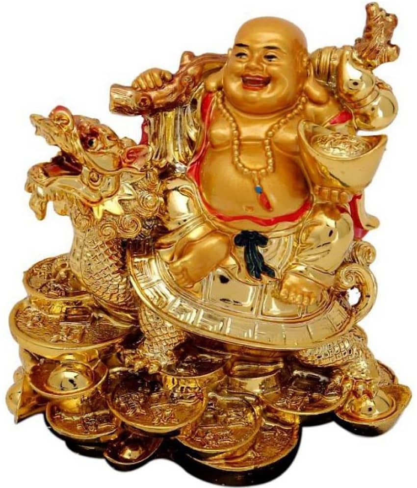 DD1  Feng Shui / Laughing Buddha Sitting on Dragon Tortoise For Happiness, Wealth & Good luck
