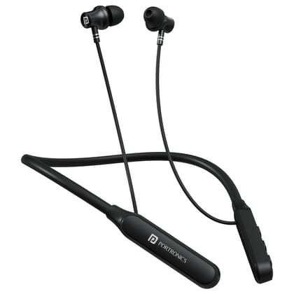 Portronics Harmonics Z14 Neckband Earphone for Sports & Calls, Type C Fast Charging - Black