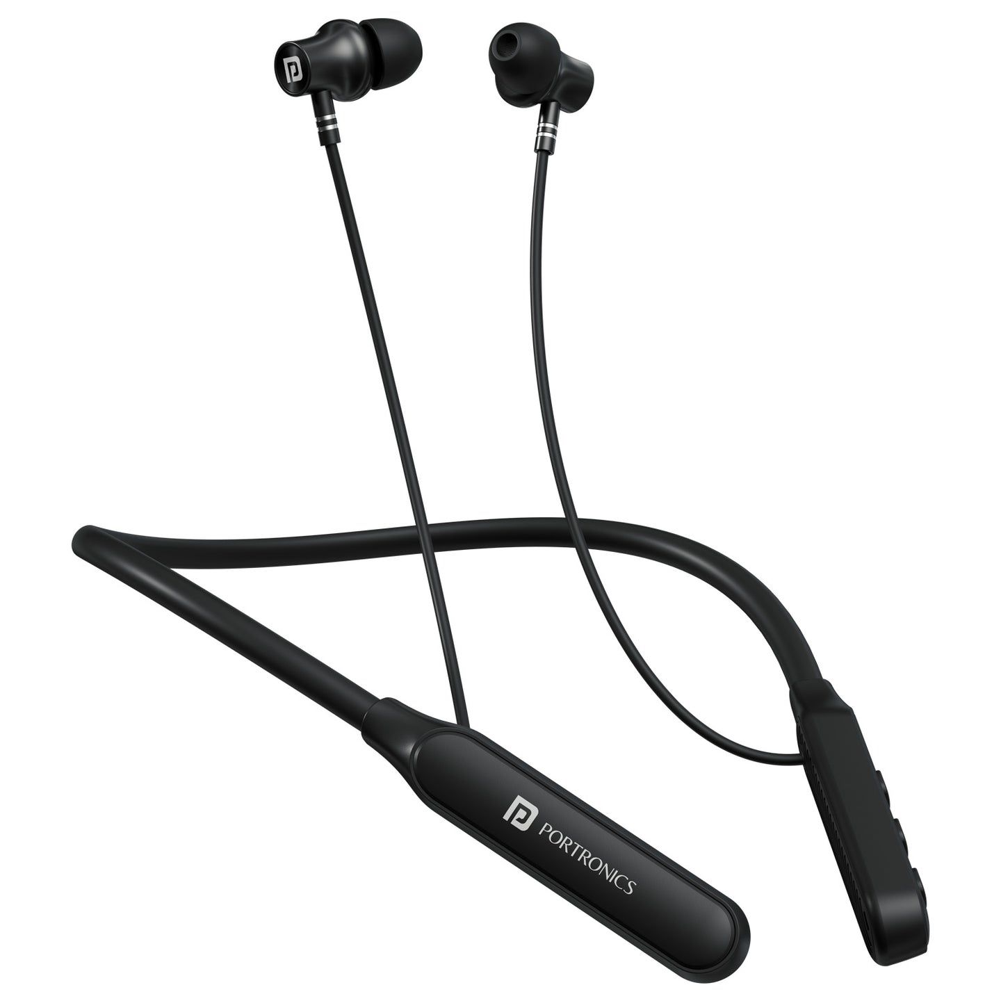 Portronics Harmonics Z14 Neckband Earphone for Sports & Calls, Type C Fast Charging - Black