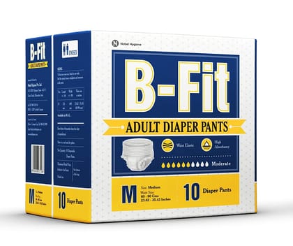 B-Fit Diapers Adult Diaper Pull Up Pants, Medium, 24-36 inches, 10 Diapers - Pack of 4