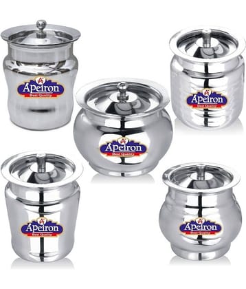 APEIRON Ghee pot Steel Silver Food Container ( Set of 5 )