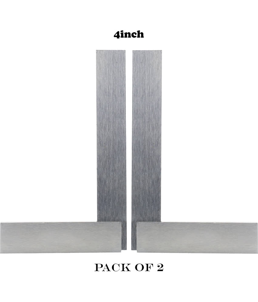 LAXMI Metal High Grade Engineering Try Square 4inch(Silver)PACK OF 2 Analog Carpenter Squares