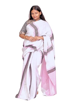 Tisser Elegant Zari Tissue Silk Saree with Blouse Piece – Soft Pink