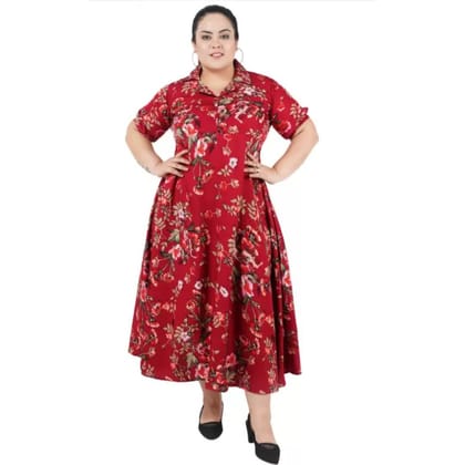 Women's Polyester Fit and Flare Maroon Dress Size 10XL (Maroon)