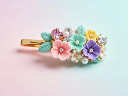 HAIR CLIP WITH PESTAL FLOWER DESIGN
