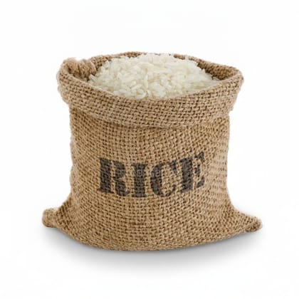 Premium White Rice in Burlap Sack - 25 kg - One burlap sack containing 25kg of rice
