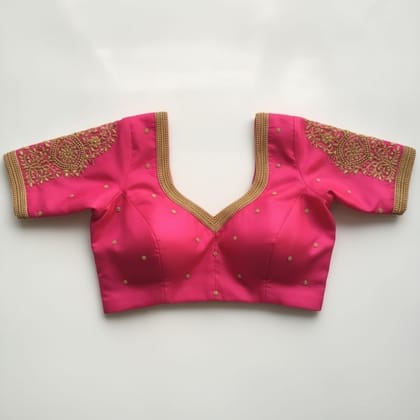 Pink Embroidered Ethnic Saree Blouse