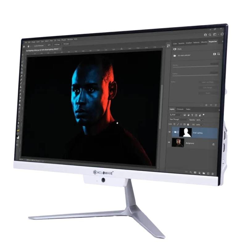 Holoware All-in-One PC (Intel Core i5 12th Gen, 8GB DDR4 RAM, 512GB NVMe SSD, 21.5 Inch Screen Size, Windows 11 Pro, Wired Keyboard & Wired Mouse, 3 Years Onsite Warranty)
