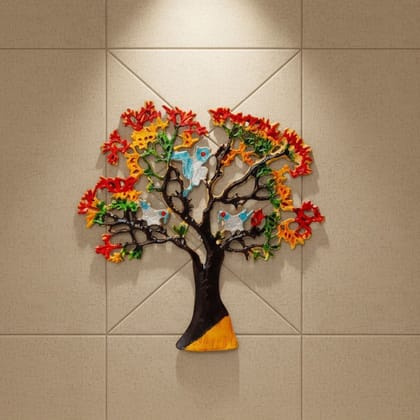 Handcrafted Aluminium Tree Wall Decor Showpiece | Modern Home Decorative Hanging, Height : 14 Inch (ZMAS046 B)