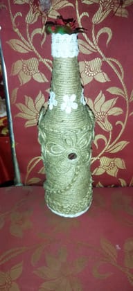 Sashi Jute Craft Handmade Flower Vase With Empty Beer Bottle 08 Inch