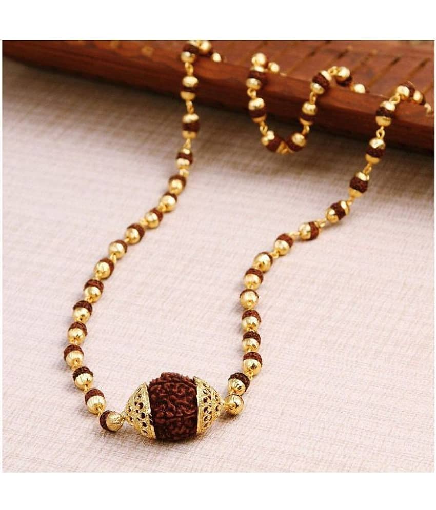 Bahubali Rudraksha Mala with Big Rudraksha Pendand in Gold Plated Cap