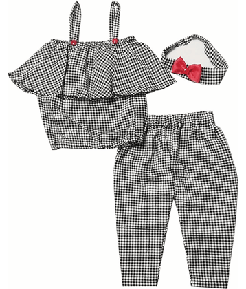 harshvardhanmart.com Pack of 3 Baby Girls 100% Cotton Shirt & Trouser ( Black & White )