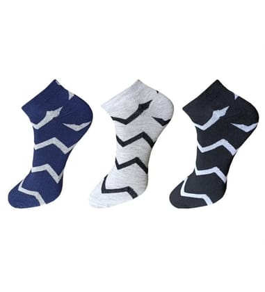 3_Pair Set Unisex Casual Cotton Printed Ankle Length Socks (Multicolor)-PID54093
