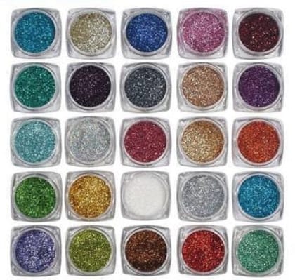 Elecsera Eye shadow 25 Multi color Glitter Pack of 25 Beautiful & Sparkle 200 g (Multicolor)