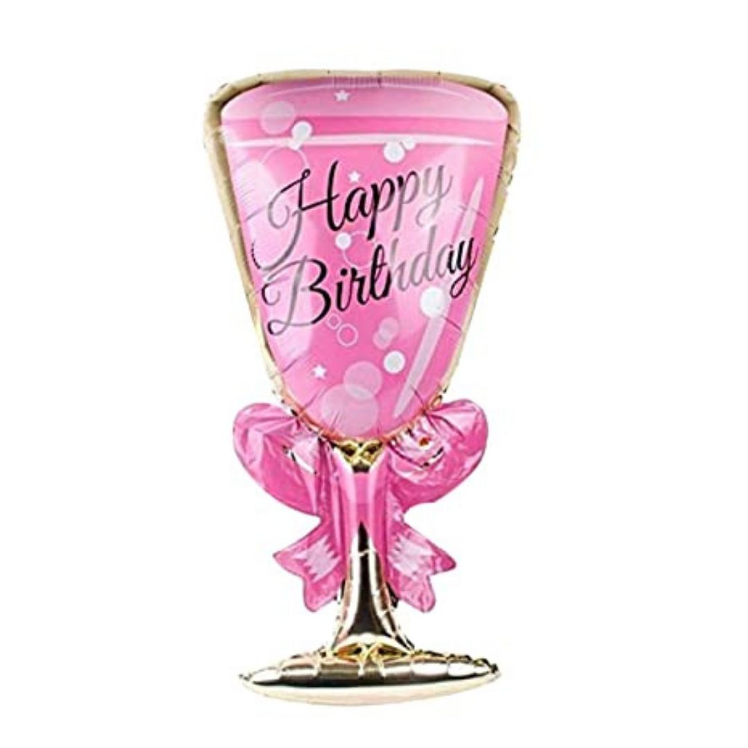Happy Birthday Pink Glass Balloon - 38 inches - 1PC