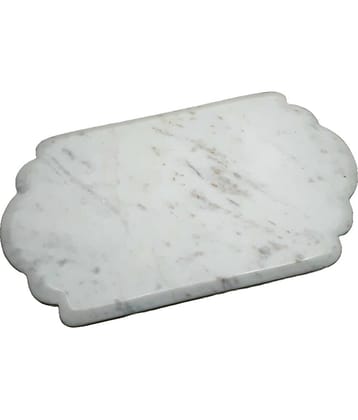 KRAFT CLOUDS - Marble Serving Tray/Plate White Serving Tray ( Set of 1 )