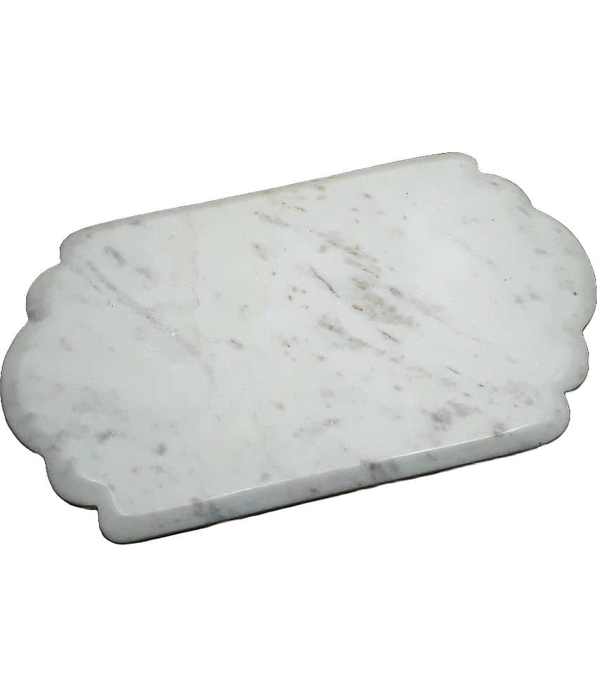 KRAFT CLOUDS - Marble Serving Tray/Plate White Serving Tray ( Set of 1 )